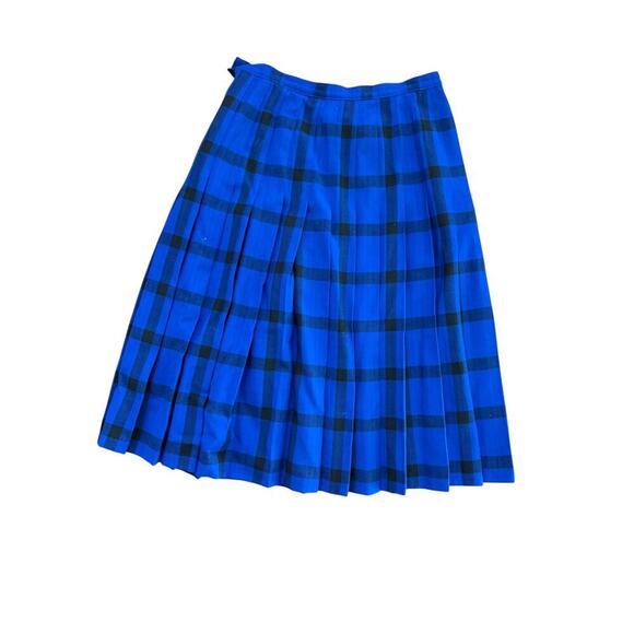 Vintage Pendleton Women's Blue Tartan Plaid Virgin Wool Pleated Skirt Size 14 - Picture 4 of 8